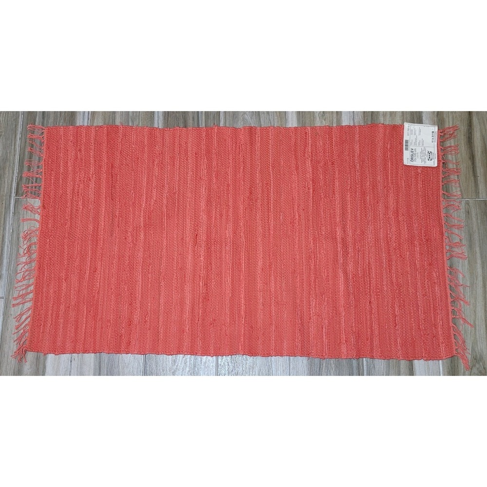 IKEA Orslev‎ Rug 2x4 Coral Cotton Woven Tassel Throw Area Rug New Tag READ